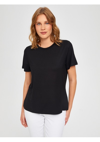 Faik Sönmez Yuvarlak Yaka Kısa Kol T-shirt 00002 B0000210 Siyah
