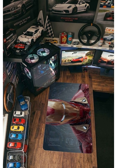 Iron Man Zırh Teknolojik Blueprint 40x90 Cm Oyuncu Mousepad Kaymaz Taban Büyük Boy