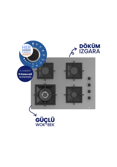 Ferre SC408-WFA+D065-SA 2'li Döküm Izgara Ankastre Set Gri
