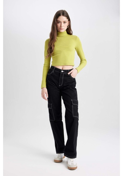 Defacto Coool Fitted Balıkçı Yaka Fitilli Kaşkorse Basic Düz Uzun Kollu Tişört B6783AX24AUGN263 Yeşil Defacto Coool Fitted Balıkçı Yaka Fitilli Kaşkorse Basic Düz Uzun Kollu Tişört B6783AX24AUGN263 Yeşil