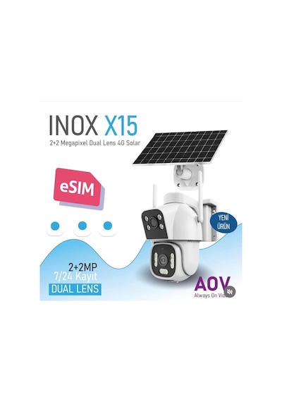Inox 2+2mp Ptz Speed Dome 3.6mm Wıfı Kablosuz Ip Solar Kamera 4g Sim Kart Destekli X15