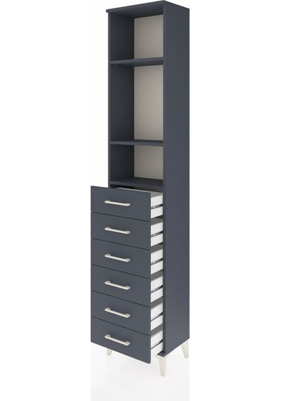 Arges Dolap 3 Raflı 6 Çekmeceli 44x30x221 Antrasit-antrasit Antrasit