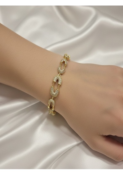 Xuping Çengel Figürlü Zirkon Taşlı Kuyumcu Serisi Gold Premium Bileklik 18 Cm + 2 Cm Ayarlı
