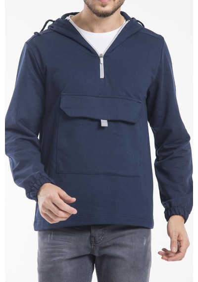 Erkek Kapşonlu Yarım Fermuarlı Sweatshirt Spr 20k52 001