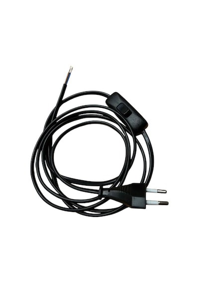 Fişli & Anahtarlı Arapuarlı Hazır Kablo 2 Metre Siyah Uzatma Kablosu 0,50 Mm² Kesit Aplik, Abajur, Masa Lambası, Led Trafosu Ve Tuz Lambası İçin Diger