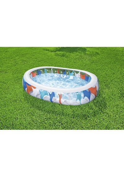 Bestway Eliptik. Elips Renkli Şişme Havuz 229x152x51 CM - 54066 Çok Renkli