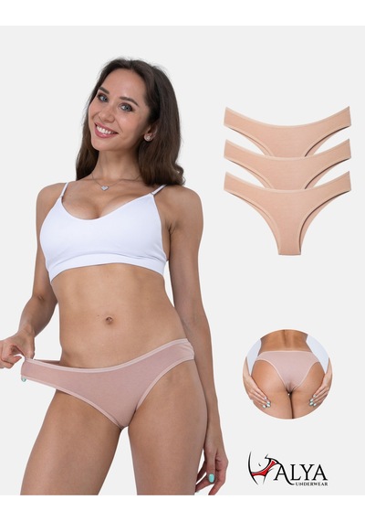 Alya Underwear Kadın Brazilian Külot 3 Adet Beyaz Ten