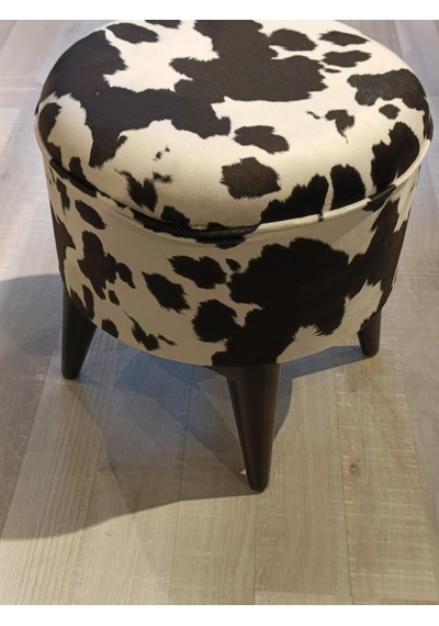 Mercan Mobilya Leopar Desen Bench Puf 43/42 Siyah Ayak Beyaz