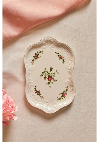 Karaca Vintage Rose Kayık Tabak 25 Cm Çok Renkli