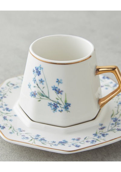 Lavendpetal New Bone China 12 Parça 6 Kişilik Kahve Fincan Takımı 80 Ml Mavi