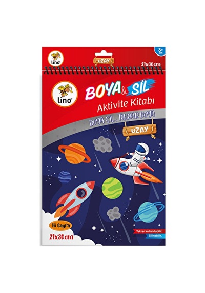 4 Adet Lino Boya Sil Aktivite Boyama Kitabı Uzay A4 Ebat Silinebilir