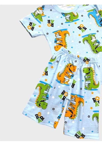 Aliş Kids Erkek Çocuk Pamuklu Mavi Renk Dinozor Desenli Kısa Kollu Şortlu Yazlık Pijama Takımı Aliş Kids Erkek Çocuk Pamuklu Mavi Renk Dinozor Desenli Kısa Kollu Şortlu Yazlık Pijama Takımı