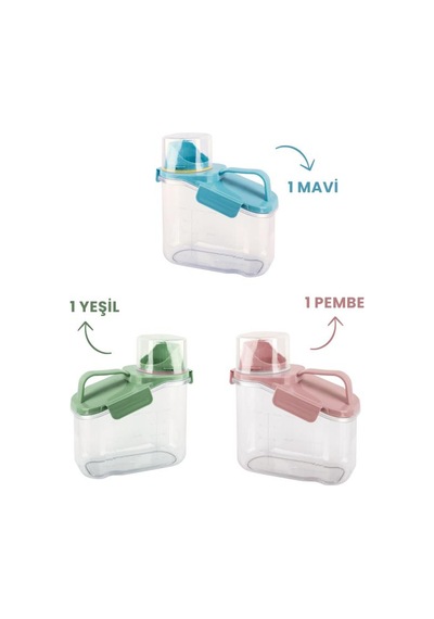 Flora Çok Fonksiyonlu Contalı Sızdırmaz Un Bakliyat Deterjan Saklama Kabı 1100 ML 3'lü Set
