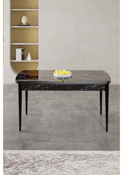Canisa Gale Serisi 80x132 Açılabilir Lak Panel Siyah Mermer Desen Mutfak Masası Çok Renkli Canisa Gale Serisi 80x132 Açılabilir Lak Panel Siyah Mermer Desen Mutfak Masası Çok Renkli