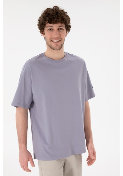 U.S. Polo Assn. Erkek Oversize Fit Bisiklet Yaka Gri Tişört 50305859-VR024