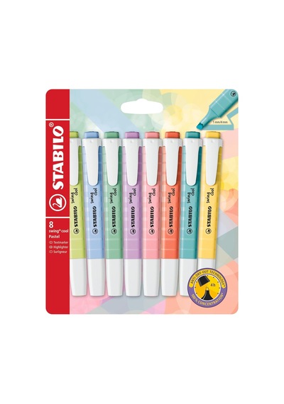 Swing Cool Pastel Fosforlu Kalem, 8'li Paket, 8 Farklı Renkte Genel