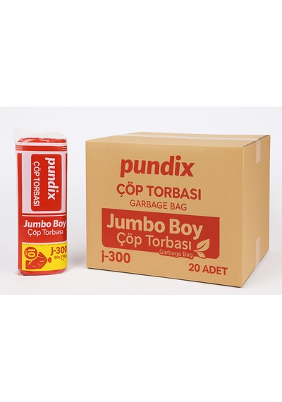 Pundix Pundıx J300 Çöp Poşeti 80x110 Cm Siyah 10 Lu Rulo 1 Koli 20 Rulo Dayanıklı, Sızdırmaz Ve Geniş Hacimli Çöp Torbası