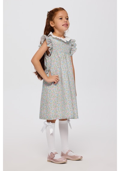 Panço Liberty Kumaş Çiçek Desenli Kız Çocuk Elbise 5621gk26010 Pembe