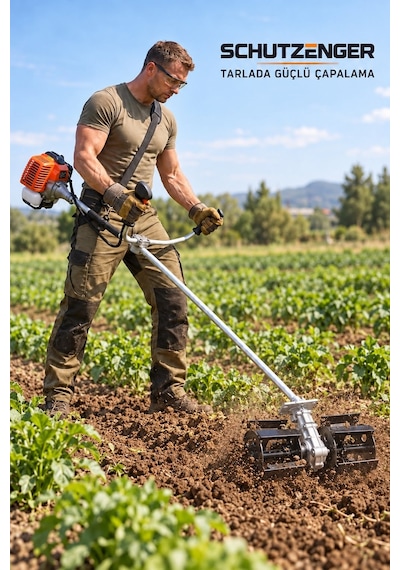 Schutzenger Hp-81 Benzinli Eleşeme Çapalama Makinesi Ot Çim Çalı Biçme Motoru Tüm Başlıklar Set Tarla Bahçe 8 Başlık