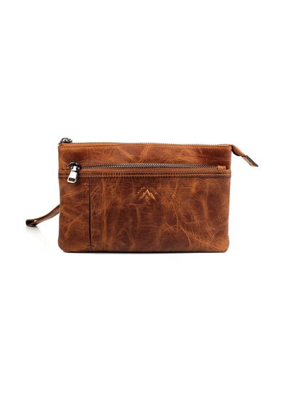 Alphaclub Bag Erkek Hakiki Deri Taba Çok Bölmeli El Çantası Model 898