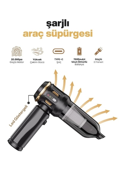 Realpro Plus Rp6697 Yeni Kablosuz Şarjlı Mini Süpürge Araç Süpürgesi