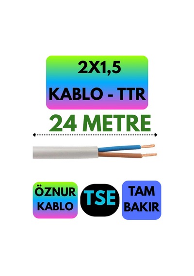 Öznur 2x1,5 Ttr Kablo Beyaz Metre Seçenekli - 24 Metre