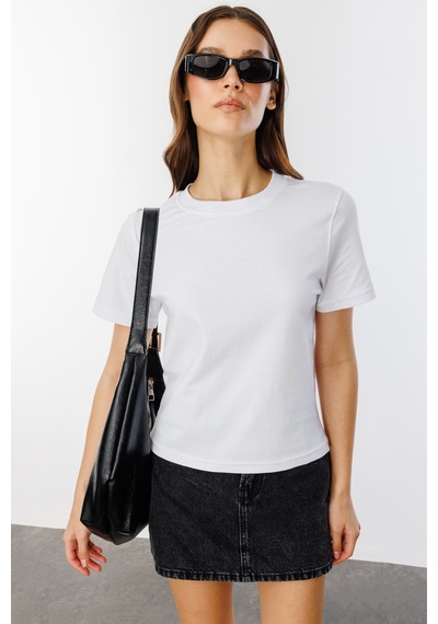 Kadın T-shirt Kısa Kollu Organik Pamuklu Bisiklet Yaka Crop T-shirt Kadın-t-shırt Beyaz Kadın T-shirt Kısa Kollu Organik Pamuklu Bisiklet Yaka Crop T-shirt Kadın-t-shırt Beyaz