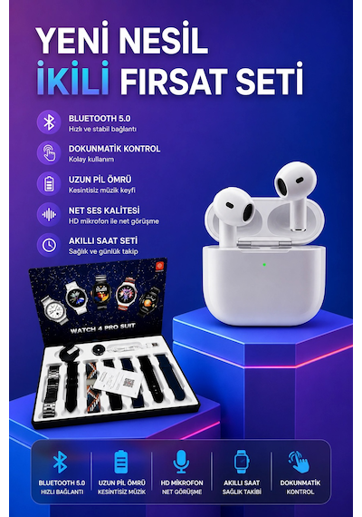 Mey İthalat 3.nesil Tws Bluetooth Kulaklık Bluetooth Bağlantılı Akıllı Saat Amoled Ekran Plastik Hasır Kordon