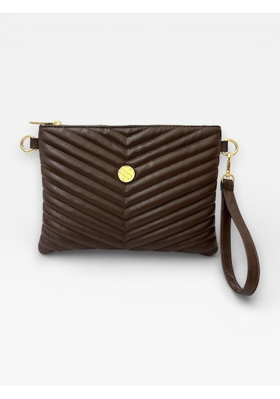 Sanmorris Kadın Suni Deri Ayarlanabilir Çapraz Ve El Askılı Portföy, Clutch Çanta Kahve