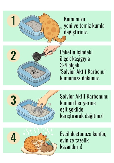Solvior Kedi Kumu Koku Giderici Aktif Karbon 500 Gr