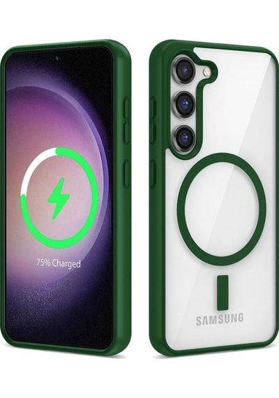 Galaxy S22 Kılıf M-safe Wireless Şarj Özellikli Silikon Zore Ege Kapak Yeşil