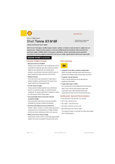 Shell Açık Tonna S3 M 68 Kızak Yağı 1 L