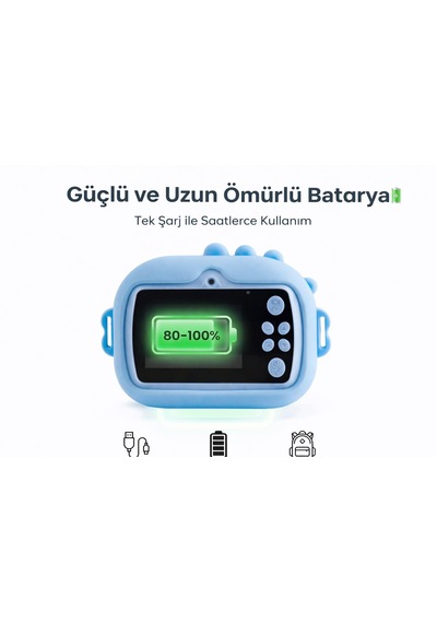 Cmr95 Çocuk Dijital Mini Kamera 1080p Hd 2.0 İnç Ekran Fotorğraf Video Oyun Müzik Usb Şarj Termal Resim Kağıt Baskılı Yazıcı Kamera Video Makinesi Print Kamera Mavi