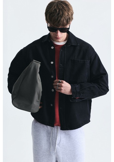 Vamos Oversize Denim Gömlek Siyah