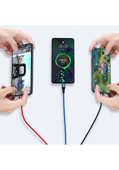Telefonlara Uyumlu Type-c Micro Lightning 3lü Şarz Kablo Universl