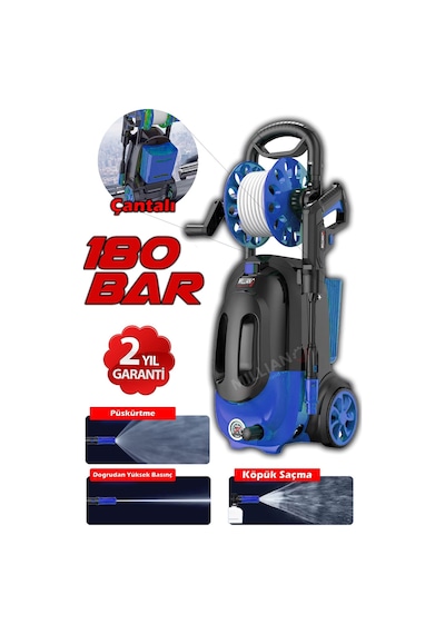 Millian MLN-HSNDF001 Prof 180 Bar - 4500 W Bakır Sargılı Yüksek Basınçlı Yıkama Makinesi