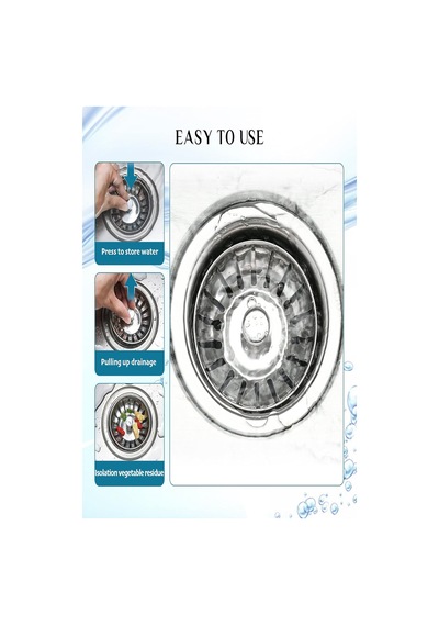 3'lü Set Paslanmaz Çelik Süzgeç Lavabo Evye Gider Süzgeç Ve Tıkacı İki Yönlü 8 Cm Metal Diğer