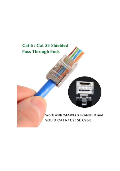 100 Adet Rj45 Cat6 Ftp Ez Konnektör Yeni Nesil Delikli Konnektör