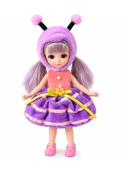 Starry Sky Doll Kelebek Kostümlü Bebek 30 Cm Mor Saçlı Peluş Şapkalı Oyuncak Bebek 3+ Yaş