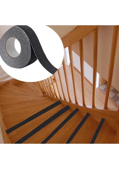 Buğz Merdiven Zemin Kaydırmaz Güçlü Bant Yapışkanlı Kaymaz Bant Siyah 25 Mm X 5 Metre