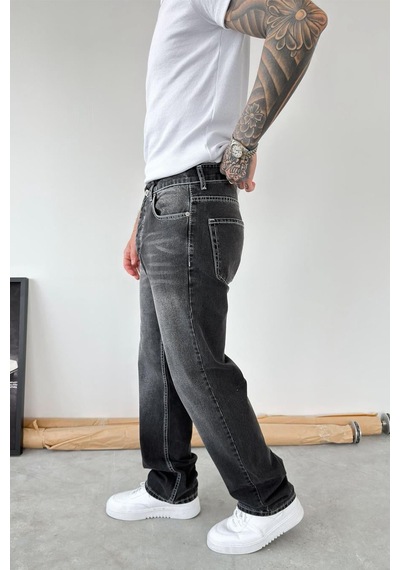 Siyah Ters Dikiş Detay Baggy Pantolon
