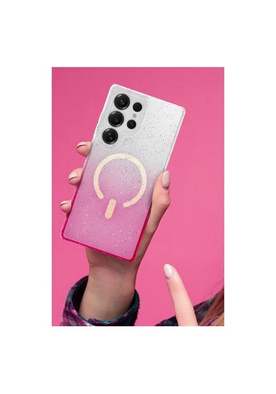 Samsung Galaxy Uyumlu , S25 Plus Pummel Shiny Magsafe Kapak - Pembe