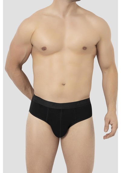 Arma Yıldız Erkek Bambu Slip Külot Düz Siyah 3'lü Paket Siyah