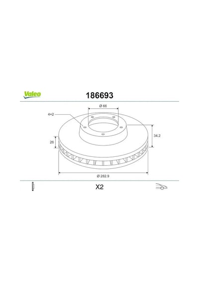 Peugeot 5008 Fren Diski On 2010-2016 Valeo 186693 2adettir