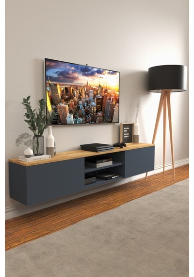B3 Concept Nort Serisi Anrasit Safir Meşe 2 Kapaklı Duvar Tipi Tv