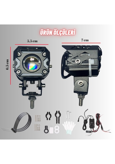 Ultra Parlak Led Motosiklet Ve Off Road Sis Farı Çakarlı 4 Modlu
