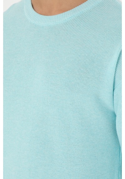 U.S. Polo Assn. Erkek Regular Fit Bisiklet Yaka Açık Mavi Melanj Basic Kazak 50298267-VR112