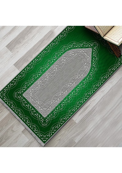 Evaşk Namazlık Dokuma Halı Kaymaz Muslumana Seccade 66x113 YEŞİL EVAŞK610B66