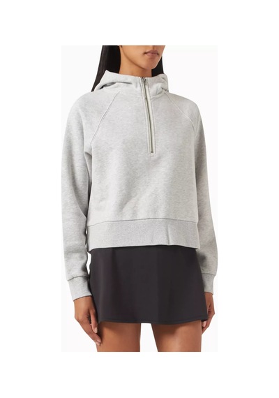 Vuori Restore Yarım Fermuarlı Kapüşonlu Sweatshirt, Organik Fransız Havlu, Rahat & Lüks Gri