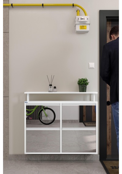 Ceha Tablalı 4'lü Metal Ayakkabılık - Kar Beyaz/aynalı K.AYK-2.4/A/B/P9003
